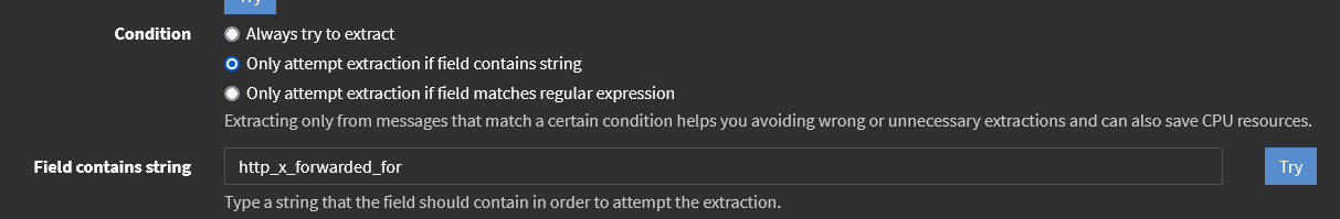 Image showing the configuration for restricting the extractor